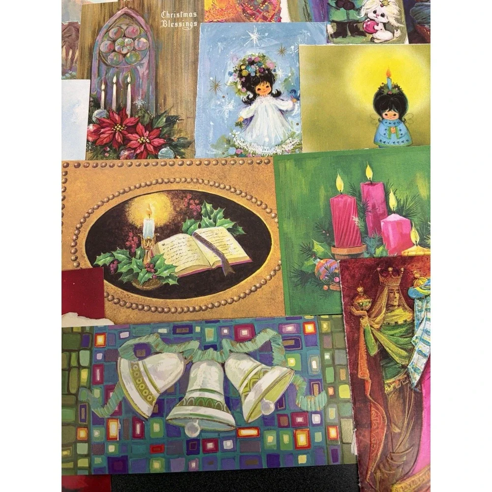 Vintage MCM Christmas Cards Fronts ONLY Mid Century Scrapbooking Crafts 50+